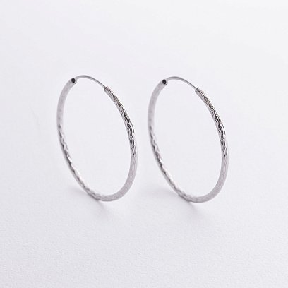 Сережки - кільця у сріблі (3.3 см) 123429 №2