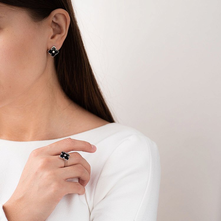 Срібні сережки "Конюшина" 122803 від ювелірного магазину Онікс - 5