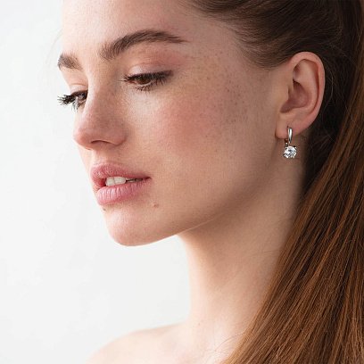 Золотые серьги с фианитами с04443 №2