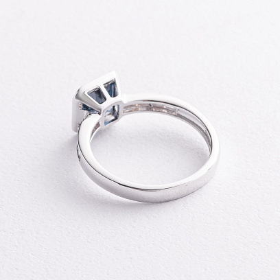 Золота каблучка з діамантами і топазом "Лондон блакитний" кб0674sm №2