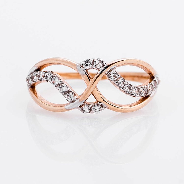 Золотое кольцо (фианиты) к01299 от ювелирного магазина Оникс - 2