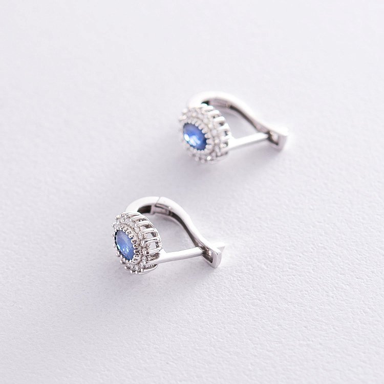 Золотые серьги (сапфир, бриллиант) JMSE6115M от ювелирного магазина Оникс - 2