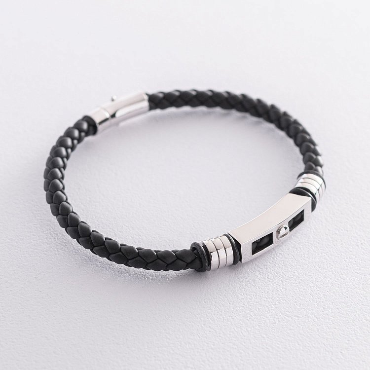 Каучуковый браслет из белого золота б04000 от ювелирного магазина Оникс