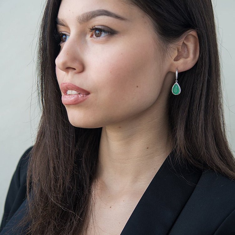 Срібні сережки з фіанітами 121912 від ювелірного магазину Онікс - 3