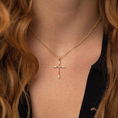 Золотое колье "Крестик" с бриллиантами колб0084са №4