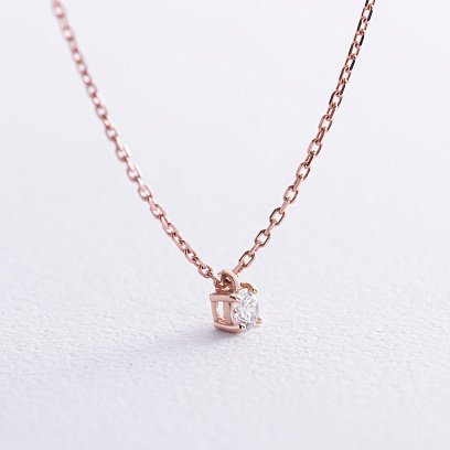 Золоте кольє з одним каменем (діамант) колб0114di