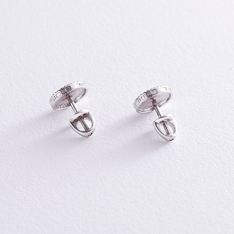 Серьги - пусеты "Цветочки" в белом золоте с06919 от ювелирного магазина Оникс - 2