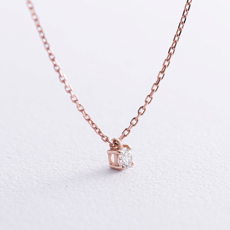 Золоте кольє з одним каменем (діамант) колб0114di від ювелірного магазину Онікс