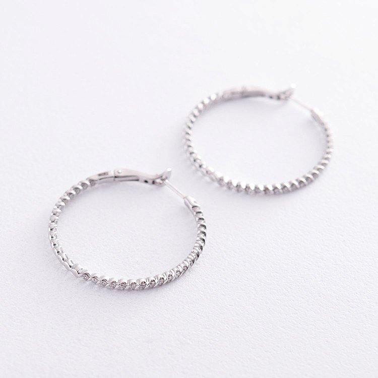 Золотые серьги - кольца с бриллиантами с581sl от ювелирного магазина Оникс - 2