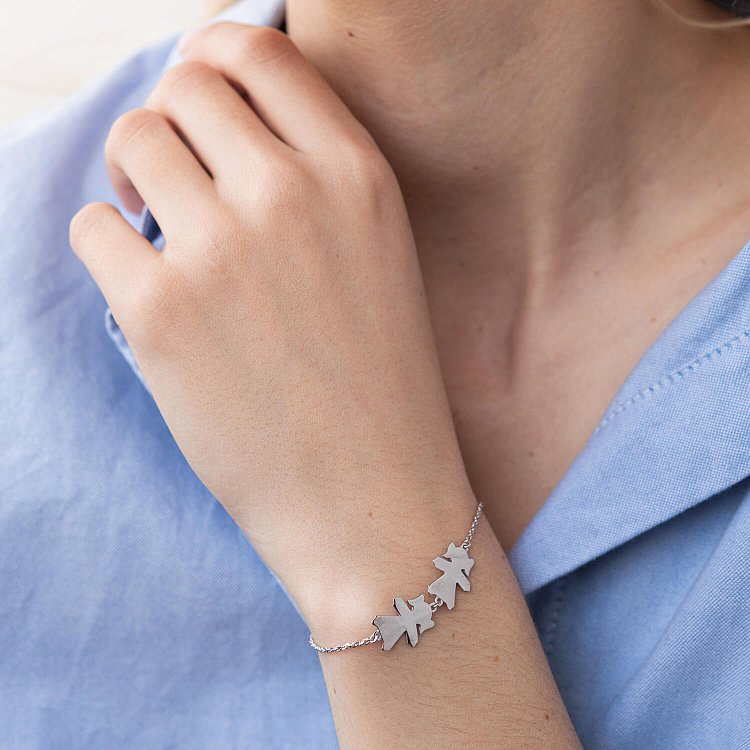 Браслет "Две девочки" в белом золоте (возможна гравировка) з2088б от ювелирного магазина Оникс - 3