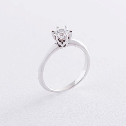 Помолвочное кольцо в белом золоте (куб. цирконий Swarovski) к06315