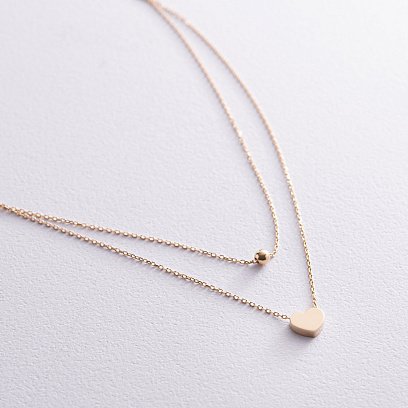 Подвійне золоте кольє "Кулька і серце" кол02280 №3