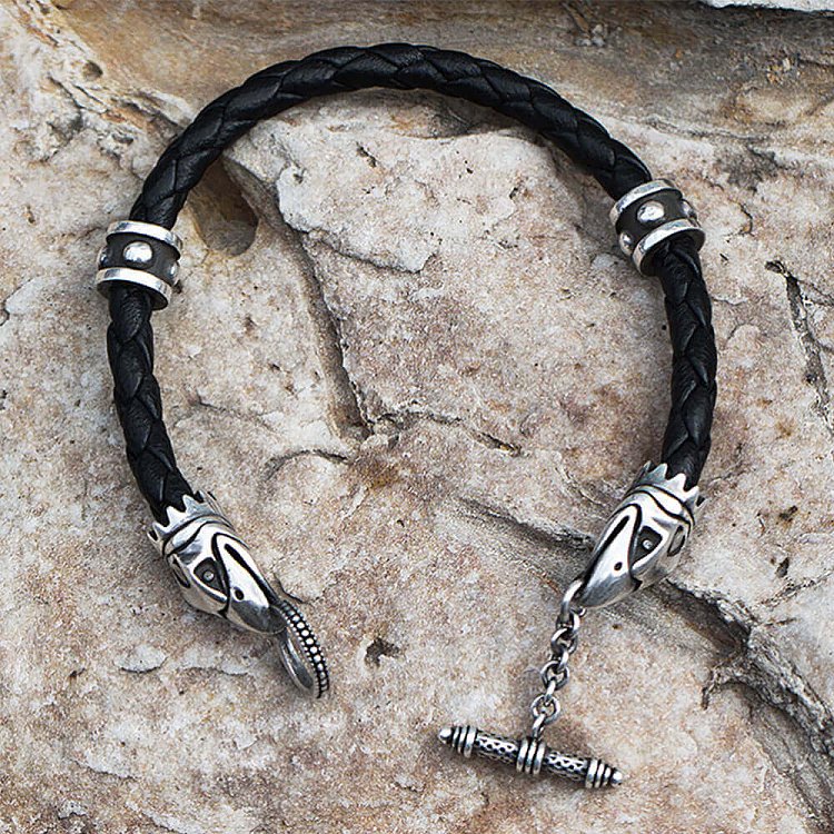 Шкіряний браслет Crixus з срібними вставками t20 від ювелірного магазину Онікс - 4