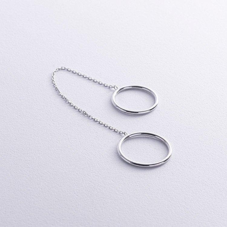 Серебряное двойное кольцо на цепочке 112626 от ювелирного магазина Оникс - 6