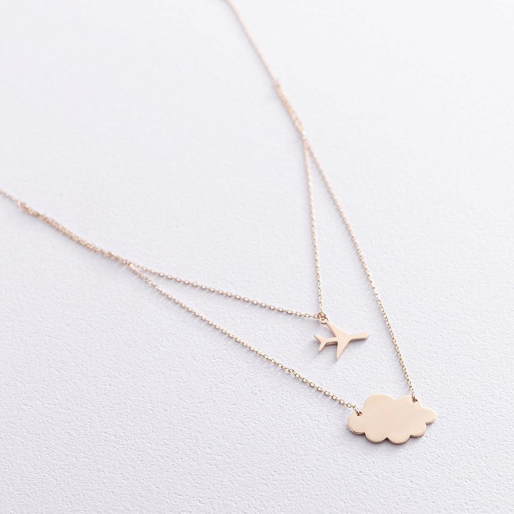 Кольє "Політ над хмарами" в жовтому золоті (можлива гравірування) кол01927 від ювелірного магазину Онікс