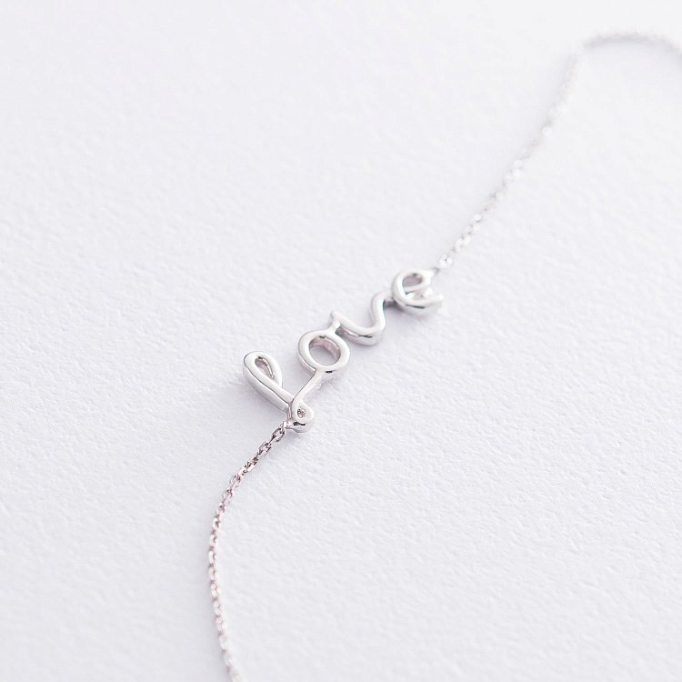 Браслет на ногу "Love" в белом золоте б04394 от ювелирного магазина Оникс - 1