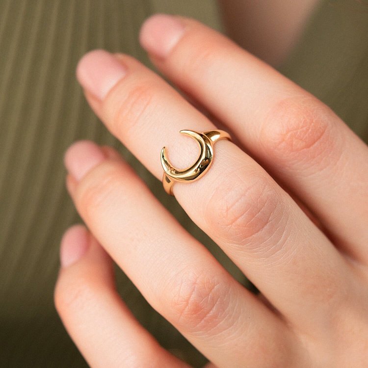 Кольцо "Лунница" в желтом золоте к07387 от ювелирного магазина Оникс - 6