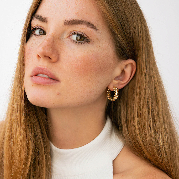 Серьги - кольца "Gemma" в желтом золоте с08254 от ювелирного магазина Оникс - 7