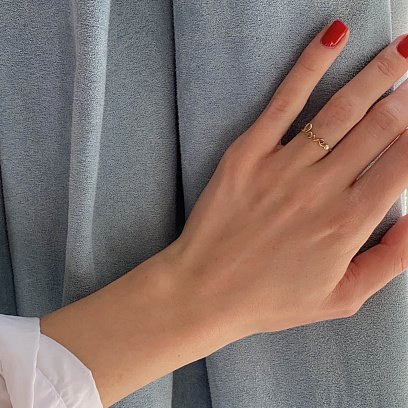 Каблучка "Love" в жовтому золоті з фіанітом к06762 №3