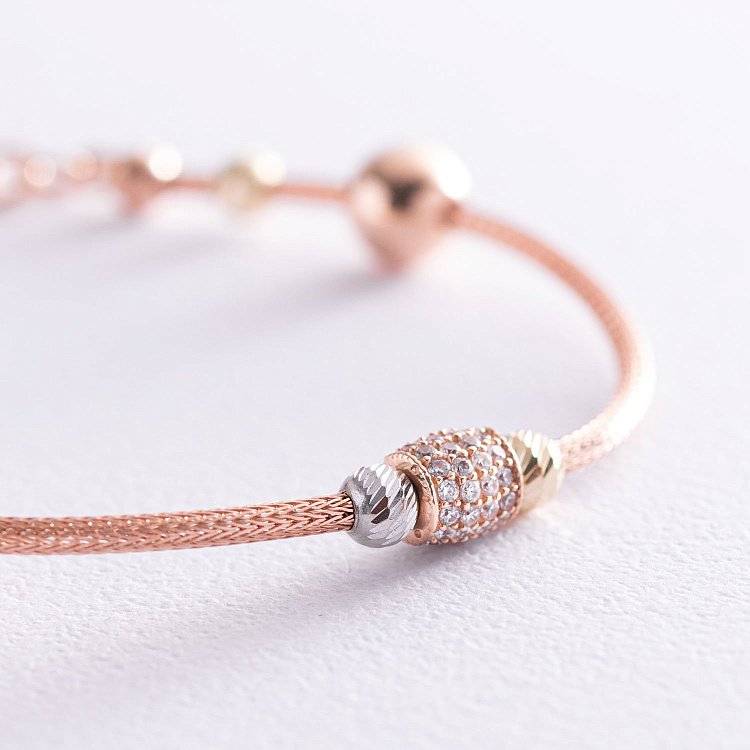 Золотий браслет з фіанітами б02983 від ювелірного магазину Онікс - 6