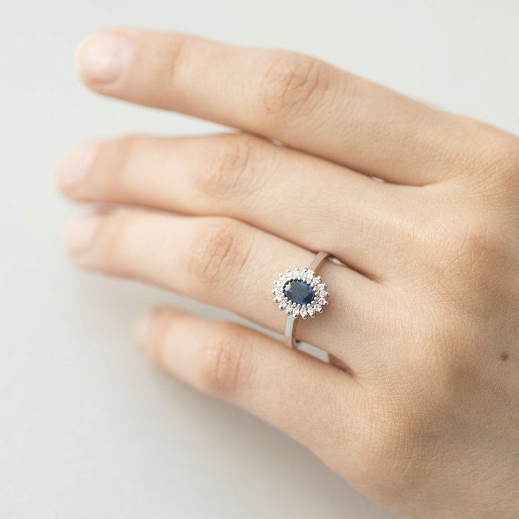 Золотий перстень (сапфір, діамант) JMSR6115 - 4 Золотий перстень (сапфір, діамант) JMSR6115 від ювелірного магазину Онікс - 4