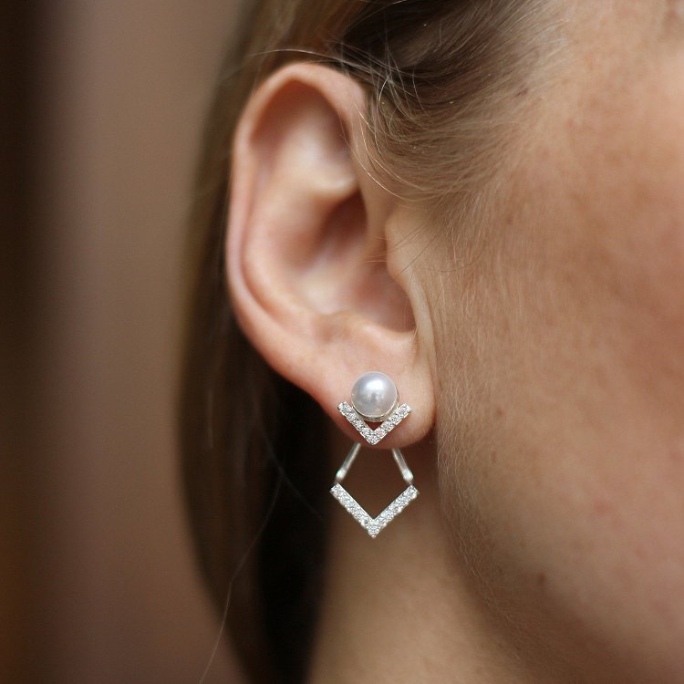 Серебряные серьги "Жемчужинки" 122554 от ювелирного магазина Оникс - 3