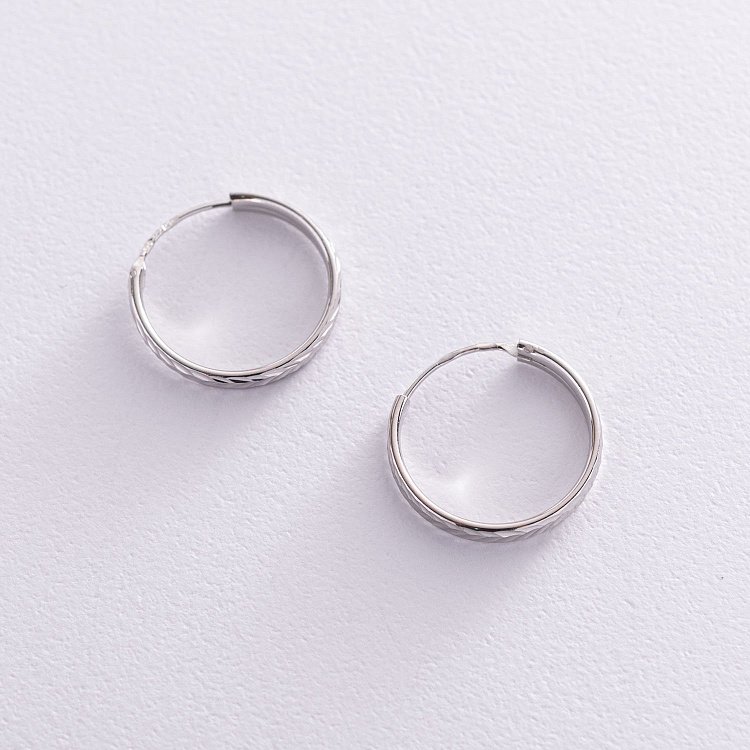 Серьги - кольца в серебре (2.0 см) 122948 от ювелирного магазина Оникс - 3