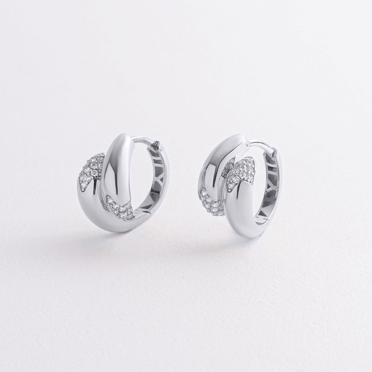 Серьги "Rosemarie" в белом золоте (фианиты) с09422 от ювелирного магазина Оникс