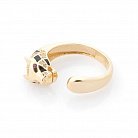 Золотое кольцо "Пантера" (фианиты, эмаль) к05659 от ювелирного магазина Оникс - 2