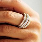 Женское кольцо из белого и желтого золота с фианитами к03307 от ювелирного магазина Оникс - 2