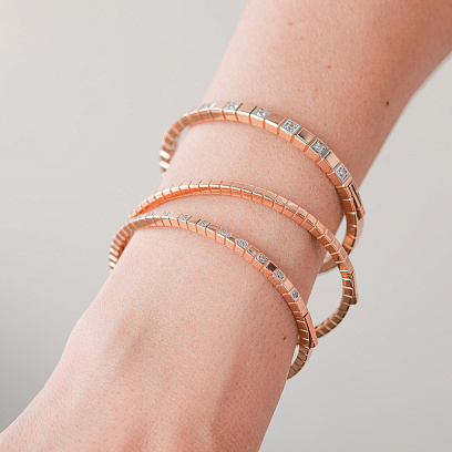 Жорсткий золотий браслет "Кубики" б05613 №7