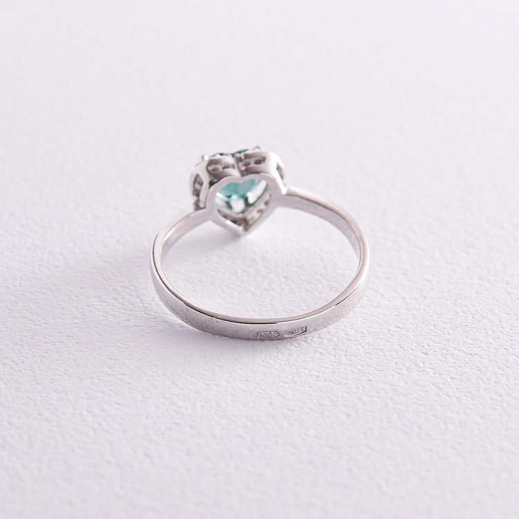 Срібна каблучка "Сердечко" з кварцом і фіанітами 1828/1р-QGR - 7 Срібна каблучка "Сердечко" з кварцом і фіанітами 1828/1р-QGR від ювелірного магазину Онікс - 7