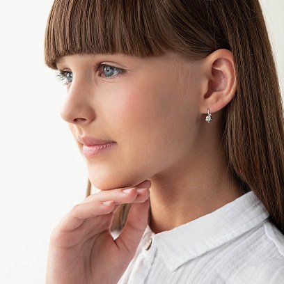 Детские золотые серьги "Цветочки" с фианитами с05891 №2