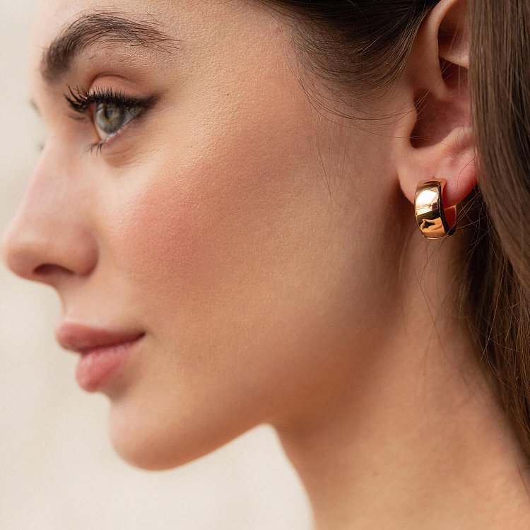 Серьги - кольца в красном золоте с08181 от ювелирного магазина Оникс