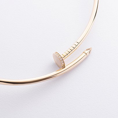 Колье "Гвоздь" в желтое золоте (фианиты) кол02529 №3