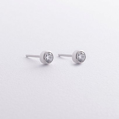 Срібні сережки - пусети (фіаніт) 122385