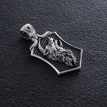 Срібний кулон "Вовк виє на місяць" 376 №8