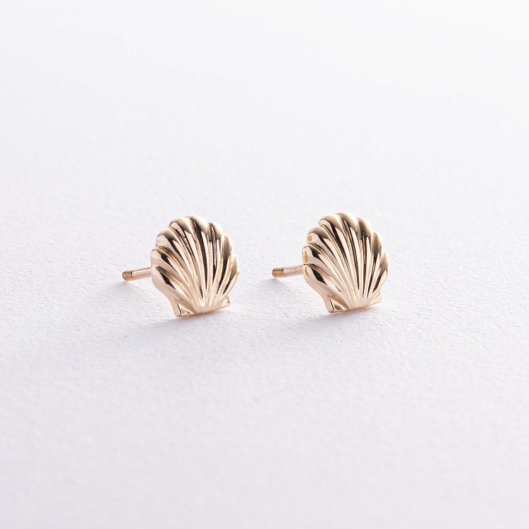 Сережки - пусети "Мушлі" в жовтому золоті с08464 від ювелірного магазину Онікс