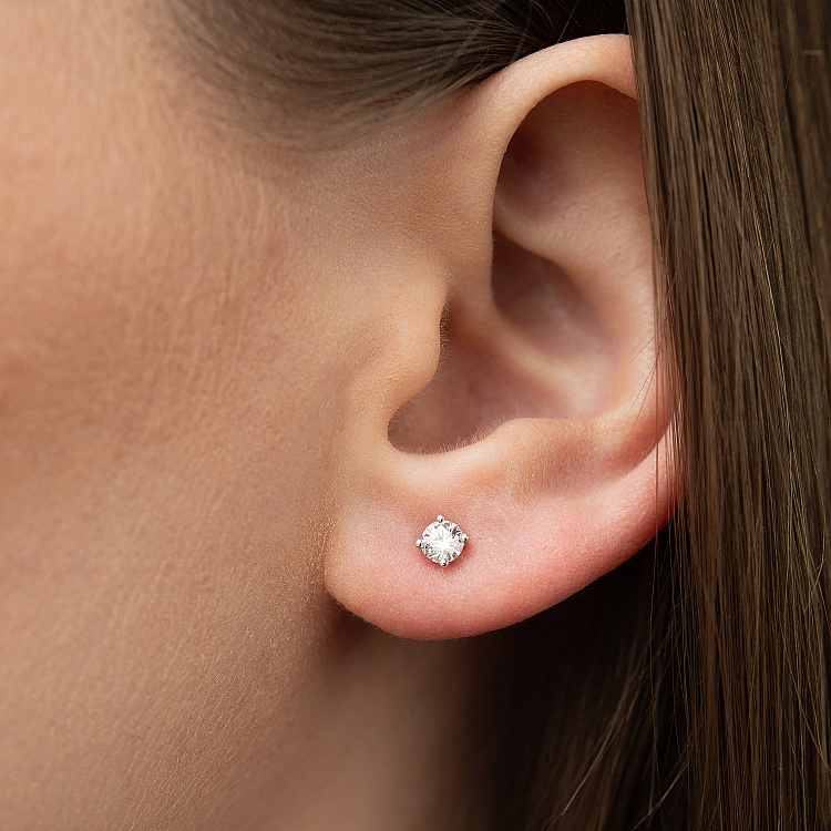 Золоті сережки - пусети "Квіточки" 2 в 1 з діамантами сб0615cha від ювелірного магазину Онікс - 7