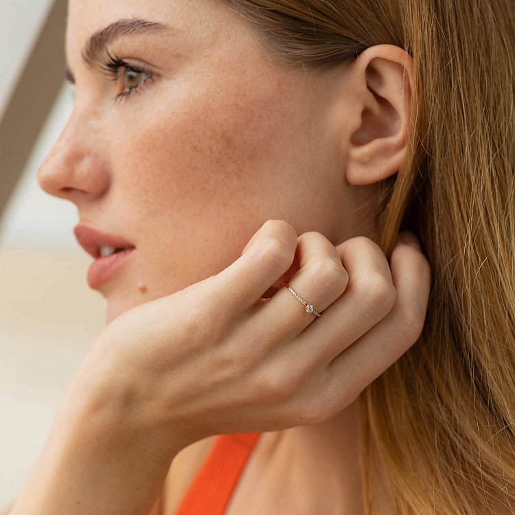 Заручальна каблучка з діамантами (червоне золото) 229332421 від ювелірного магазину Онікс - 1