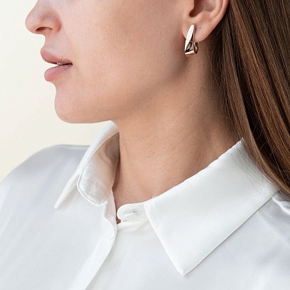 Золотые серьги "Минимализм" на английской застежке с07551 №2