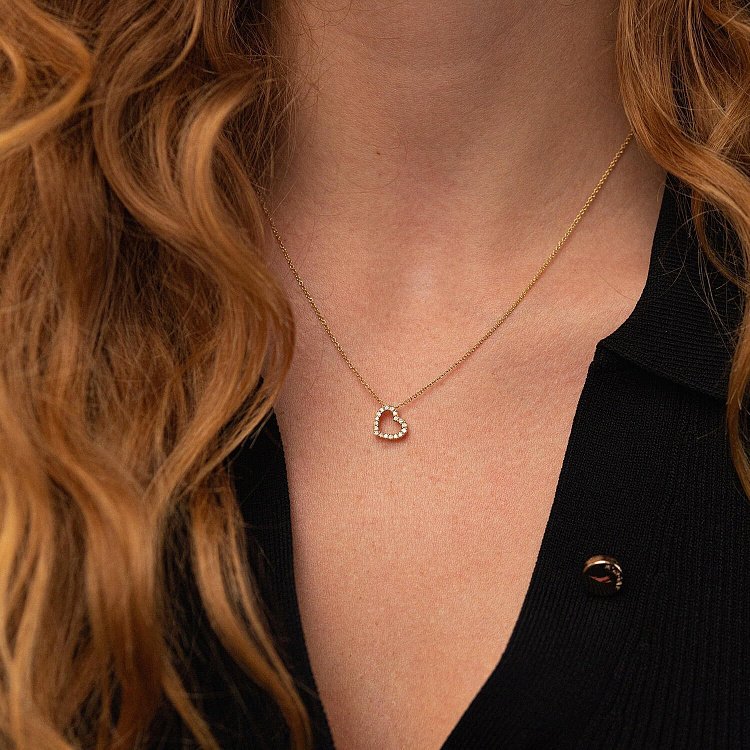 Золотое колье "Сердечко" с бриллиантами колб0079ca от ювелирного магазина Оникс - 1