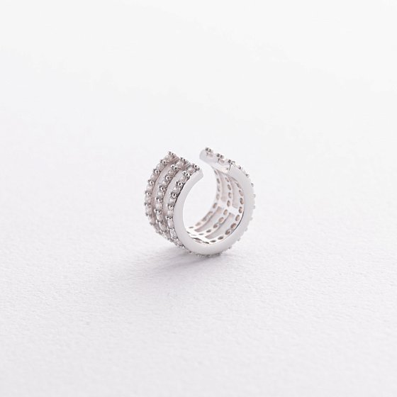 Серебряная серьга - каффа с фианитами 40097 №3