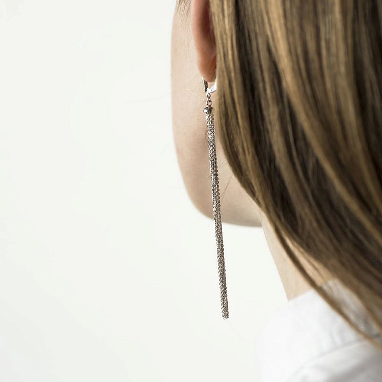 Серебряные висячие серьги "Дождь" 480051c от ювелирного магазина Оникс - 2