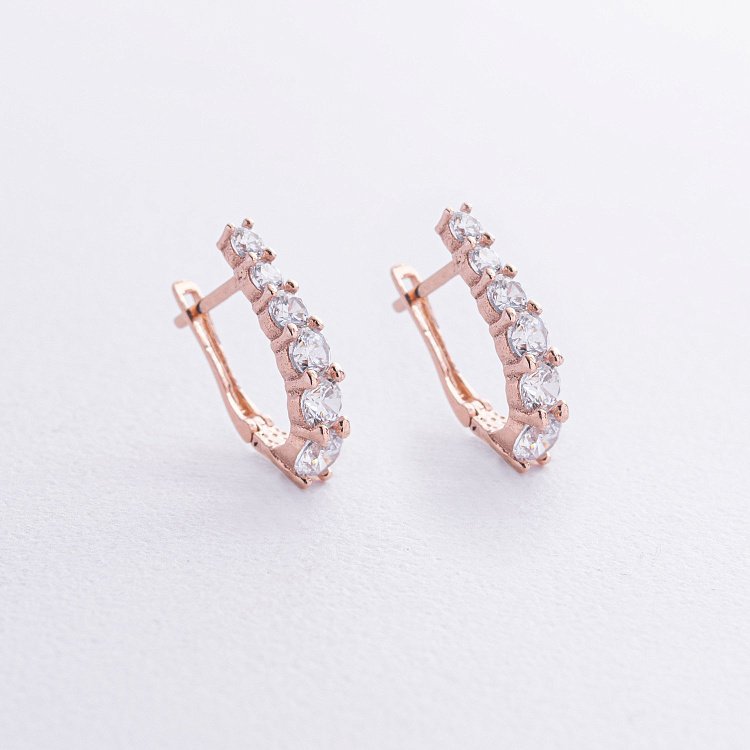 Золотые серьги с фианитами с08909 от ювелирного магазина Оникс