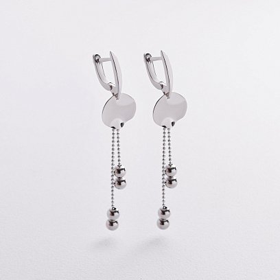 Срібні сережки "Кульки на ланцюжку" 123483