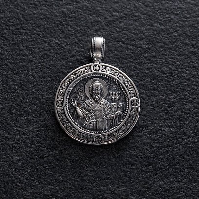 Серебряная подвеска "Св. Николай Чудотворец" с чернением 132987