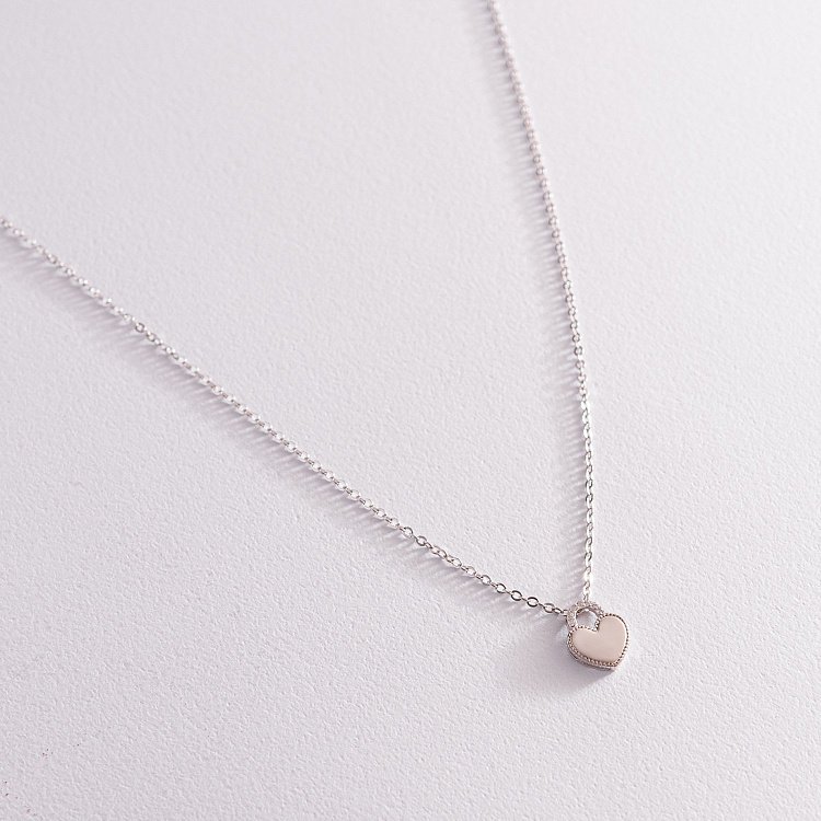 Срібне кольє "Сердечко" з фіанітами 181207 від ювелірного магазину Онікс