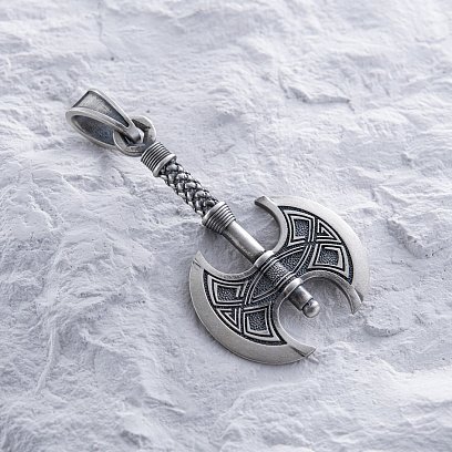 Серебряный кулон "Двойной топор" 7049 №2