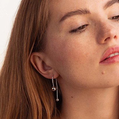 Серьги "Вдохновение" с шариками (белое золото) с08370 №2